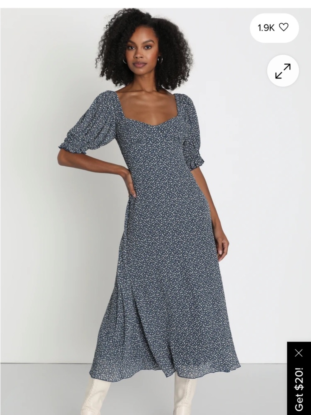 Midi Dress in Navy Floral